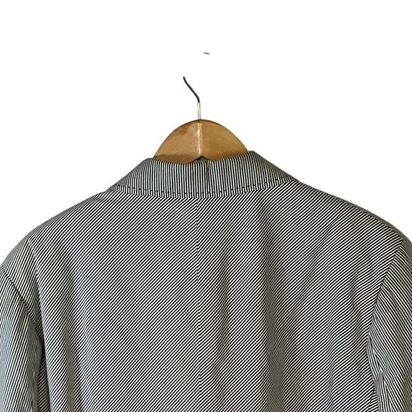 Marc Ecko Black Pinstriped Single Breast Lined Blazer Jacket Mens Large - Picture 13 of 16